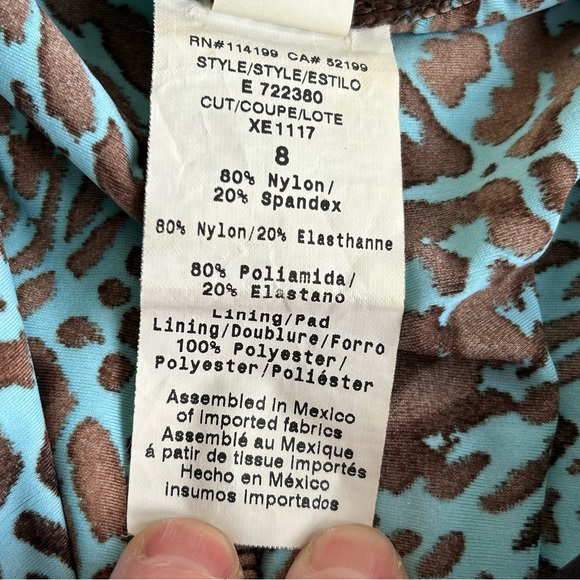 Leilani One Piece Animal Print Geometric Wood Beads Swim Suit - Picture 10 of 13